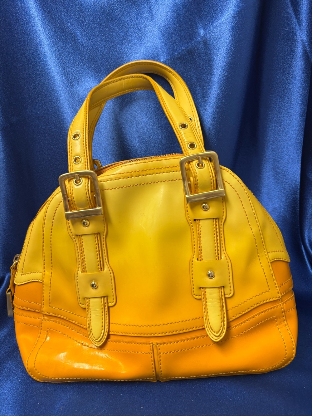 Maxx New York Vintage Ombre Patent Leather Satchel Bowler Bag Y2K